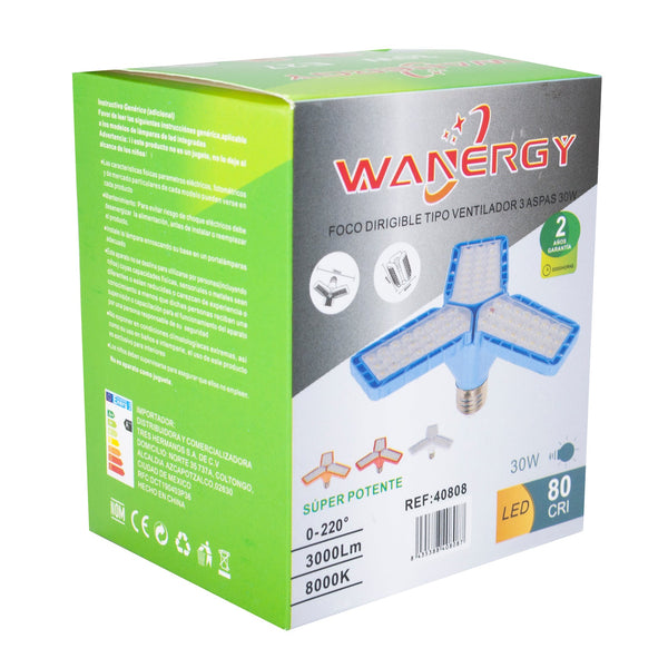 FOCO WANERGY LED 30W 3 ASPAS MINI COLORES